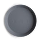 Mushie Round Dinnerware Plates For Kids | Made In Denmark, Set Of 2 (Smoke)
