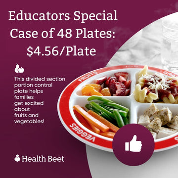 Choose Myplate Portion Plate For Kids, Toddlers - Kids Nutrition Plates With Dividers From Health Beet (Case Of 48 Plates) Engli