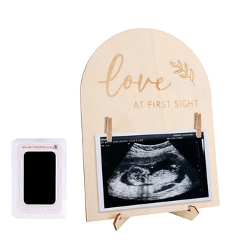 Baby Scan Sonogram Picture Frame, Ultrasound Scan Photo Frame Pregnancy Announcement Keepsake with Bracket Clip & Ink Pad for Ge