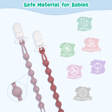 Babygoal Silicone Pacifier Clips 6 Pack, Pacifier Holder Clip For Baby Boy Girl Fits All Pacifier,Binky,Teething Toys And Teethe