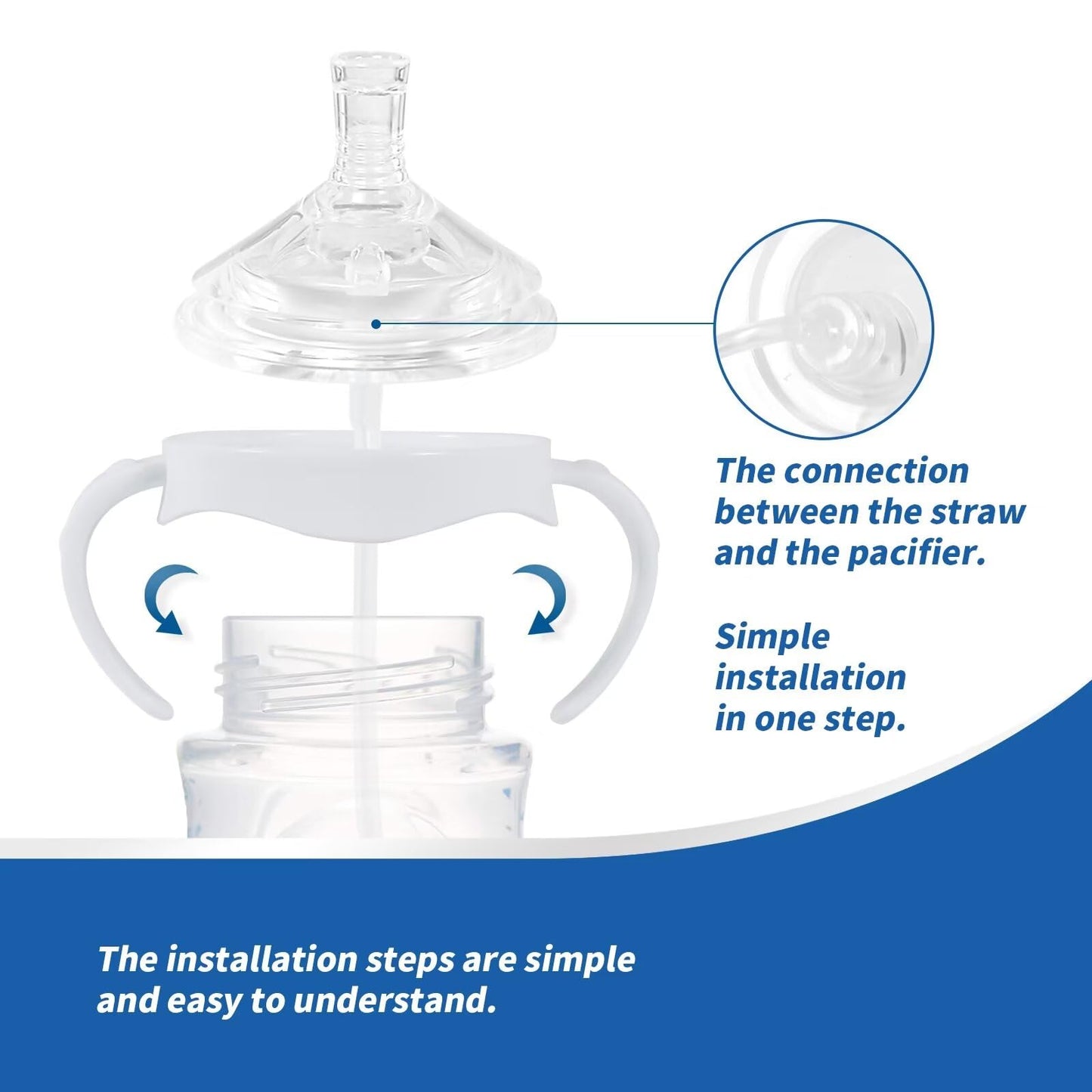 Straw Cup Soft Spout Conversion Kit For Philips Avent Natural Baby Bottle, Bottle Handles And Weighted Straw (4 Pack)