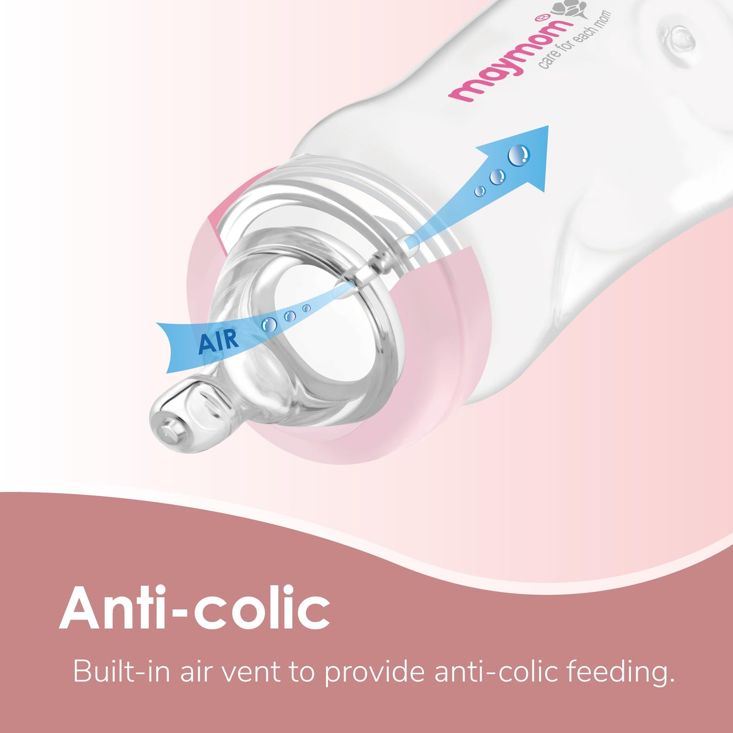 Maymom Wide-Mouth Milk Collection Storage And Feeding Bottle With Nipple, Pink Dome Cap, Bottle Top, Sureseal Sealing Disk; Comp