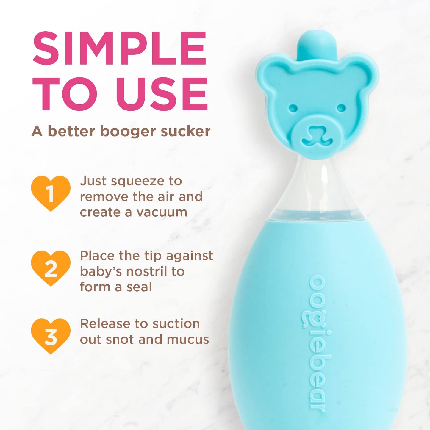 oogiebear: Baby Nasal Aspirator - Safe Booger & Earwax Remover for Newborns, Infants, Toddlers - Better Syringe, Airtight Suctio