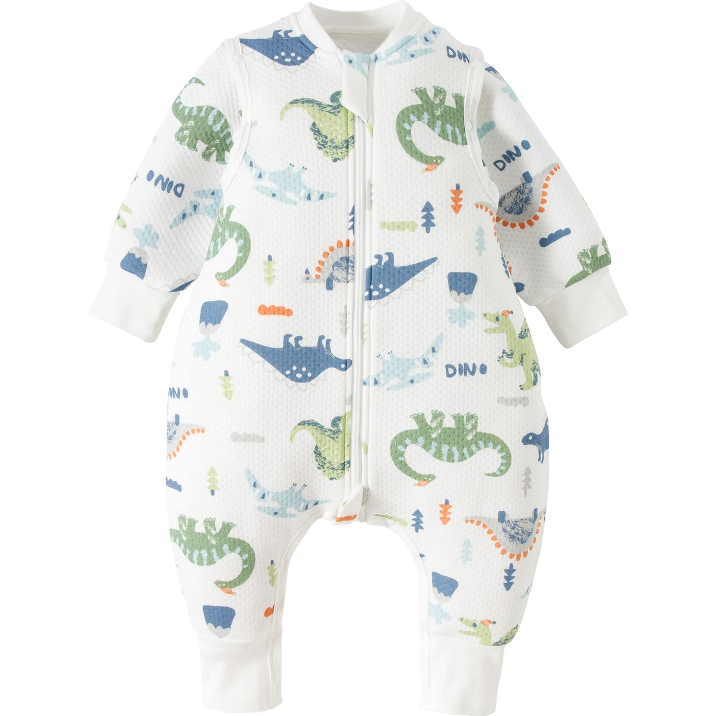 Duomiaomiao All Seasons Toddler Sleep Sack With Feet 2T 3T, Lightweight & Breathable 15 Tog Long Sleeved Quilted Baby Wearable B
