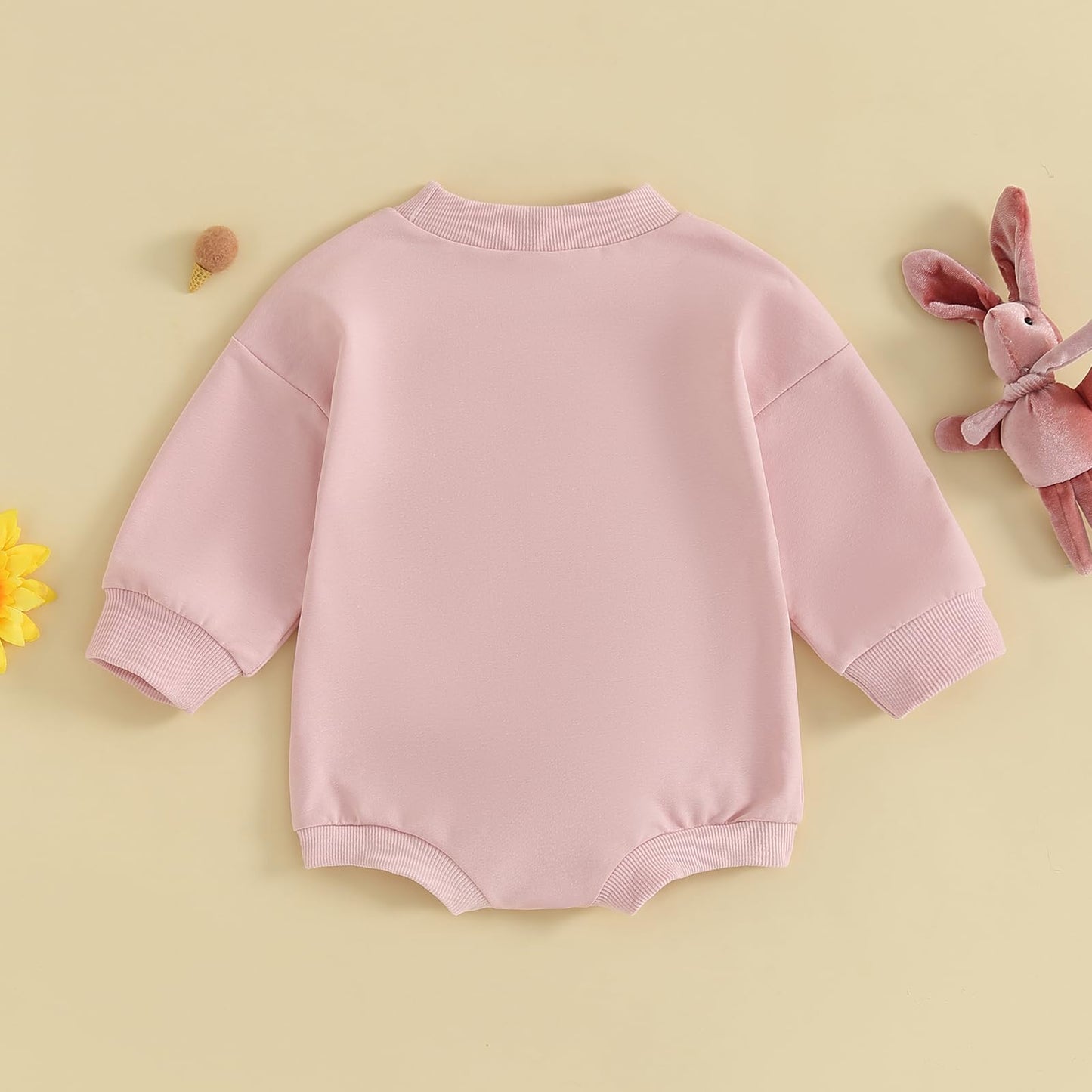 Lagkiyoj Easter Outfit Baby Girl Boy Bunny Embroidery Sweatshirt Romper Infant Long Sleeve Bodysuit Newborn Spring Outfit