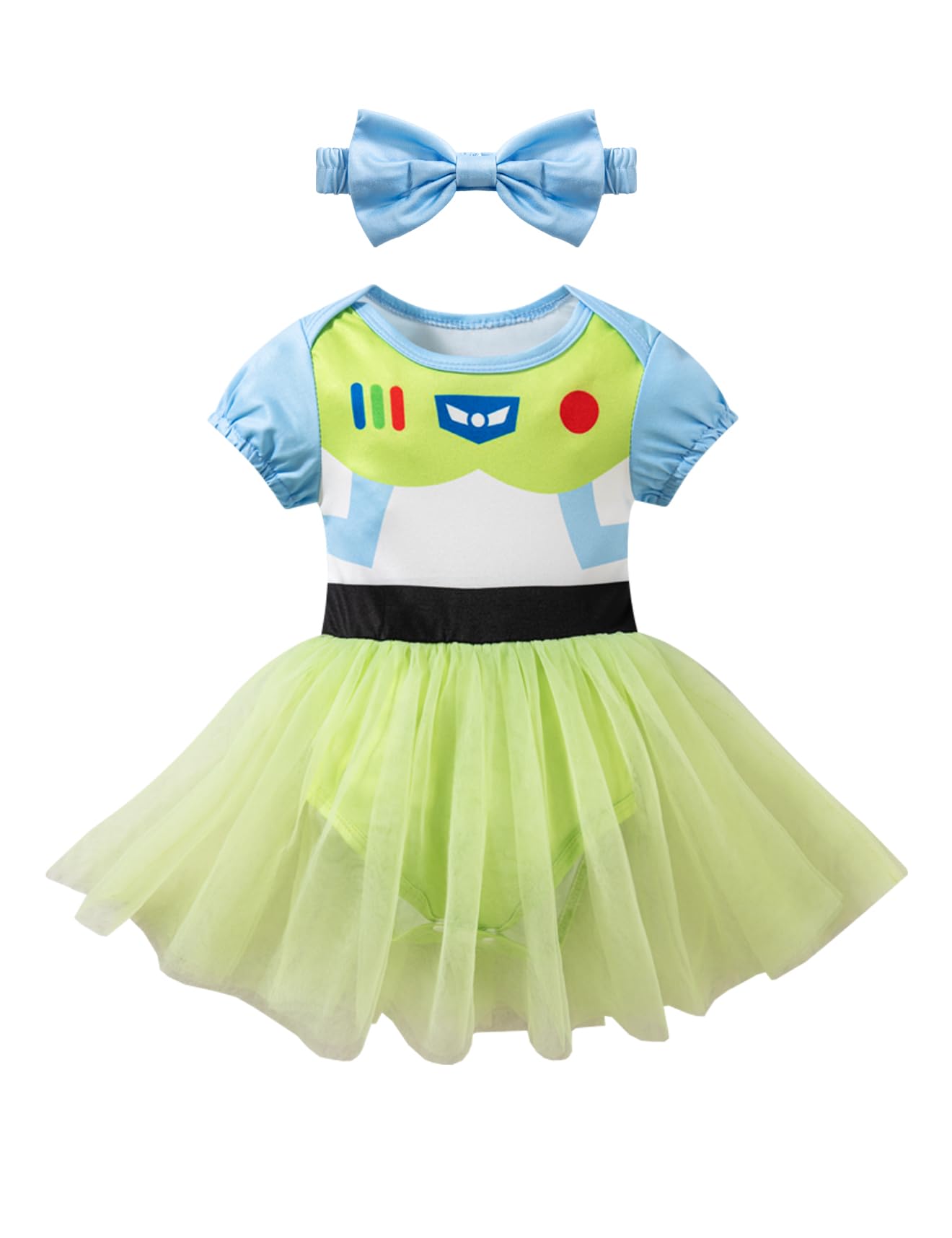 Toddler Baby Girls Princess Little Adventures Astro Dress Costume Birthday Halloween Christmas Outfit Romper With Headband (3-6