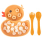 Qshare Powerful Suction Plates for Baby and Toddler,Baby Divided Plate,Thanksgiving Plates with Fork and Spoon,Duck Baby Plate N