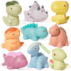 AMCHSURI Bath Toys, Dinosaur 9 Pack | Sealed, No Hole & Mold Free Bath Toys Design | Soft, Squeezable & Float on Water | Safe & 