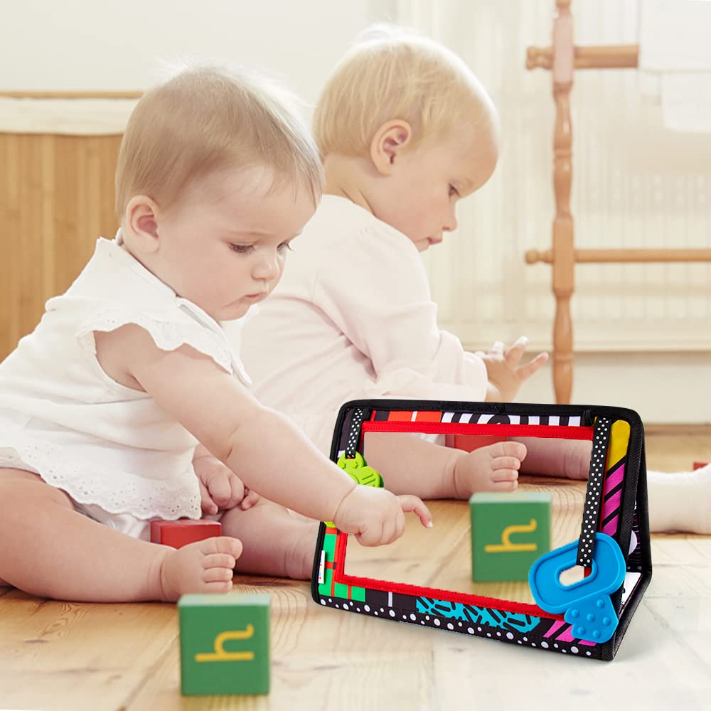 teytoy Tummy Time Mirror Infant Toys Newborn Toys 0-3 Months Brain Developmental Baby Mirror Tummy Time Toys Black and White Hig