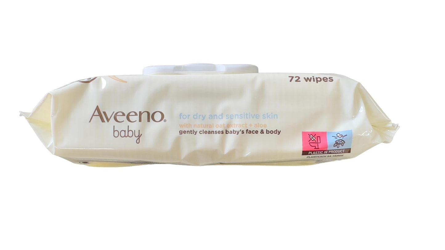Aveeno Baby Daily Care Wipes - Cleanse Gently And Efficiently - Baby Wipes - Baby Essentials - 72 Wipes, Lid On Each Pack, Pack