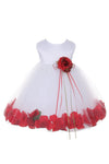 Dempsey Marie Satin Bodice Flower Baby Girl Pageant Petal Dress: White/Red - Infant S