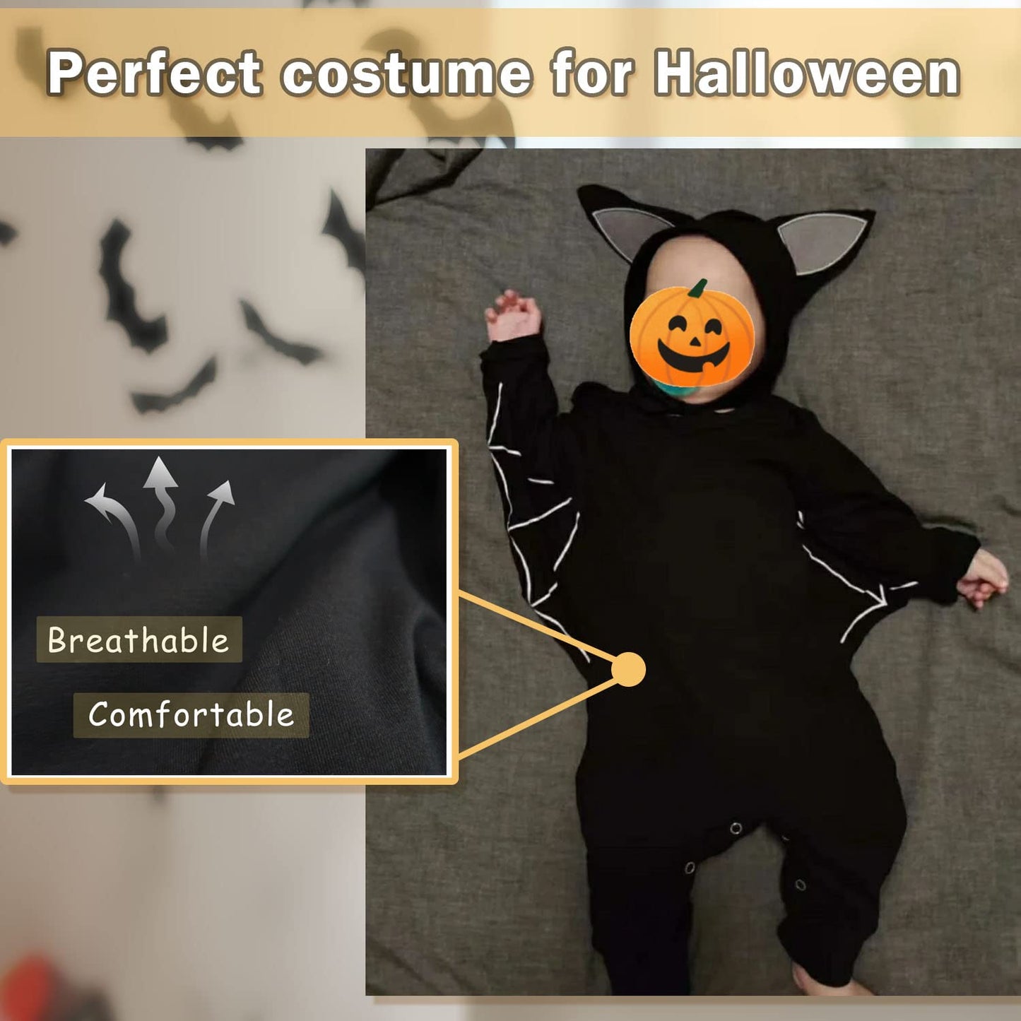 Waghaw Baby Bat Costume 3-6 Months Bat Costume Baby Baby Girl Bat Costume Toddler Bat Costume Boy Bat Onesie Baby (3-6 Months, B
