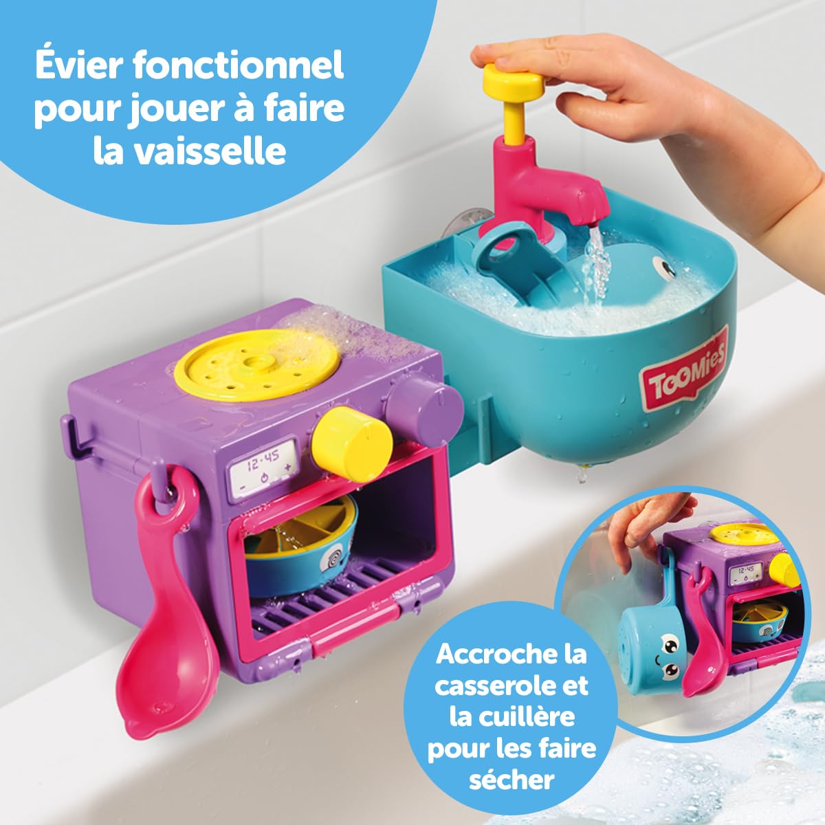 Toomies E73264 Bubble & Bake Bathtime, Bath Toddlers, Kitchen Themed Bubble Making Toy, 2 in 1 Set, Kids Water Play Suitable for