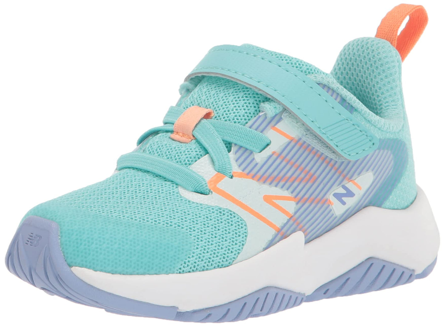 New Balance Kids Rave Run V2 Hook and Loop Running Shoe, Surf/Peach Glaze/Magic Hour, 2 Infant