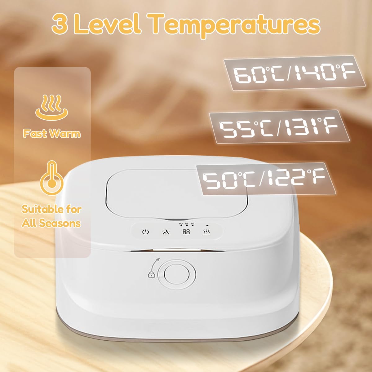 Baby Wipe Warmer With Night Light,Innovative Spring Design,Baby Wet Wipes Dispenser For Large Wipes,Wipes Warmer For Newborn Bab