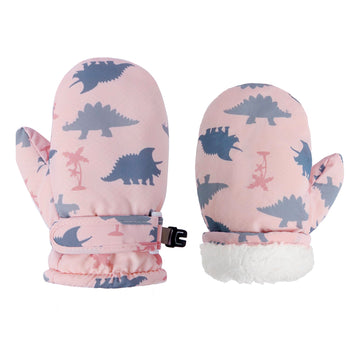 Fynnsure Toddler Mittens Baby Waterproof Snow Gloves Kids Ski Snow Gloves Cold Weather Mittens For Boys Girls Pink Dinosaur 4-6