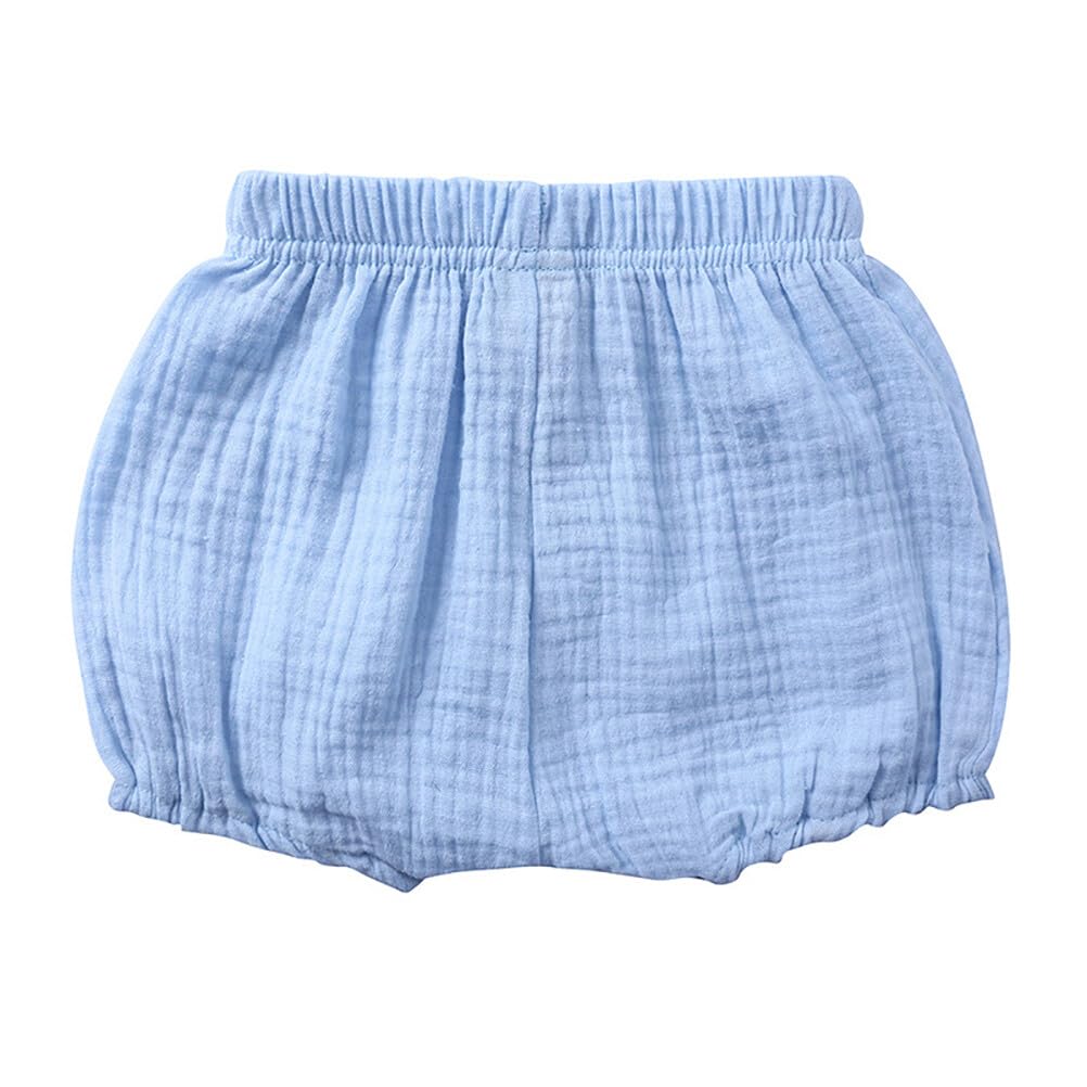 Rukosu Baby Girls Boys Bloomers Newborn Toddler Kids Unisex Cotton Linen Shorts Solid Color Cute Pp Pants Blue 12-24 Months
