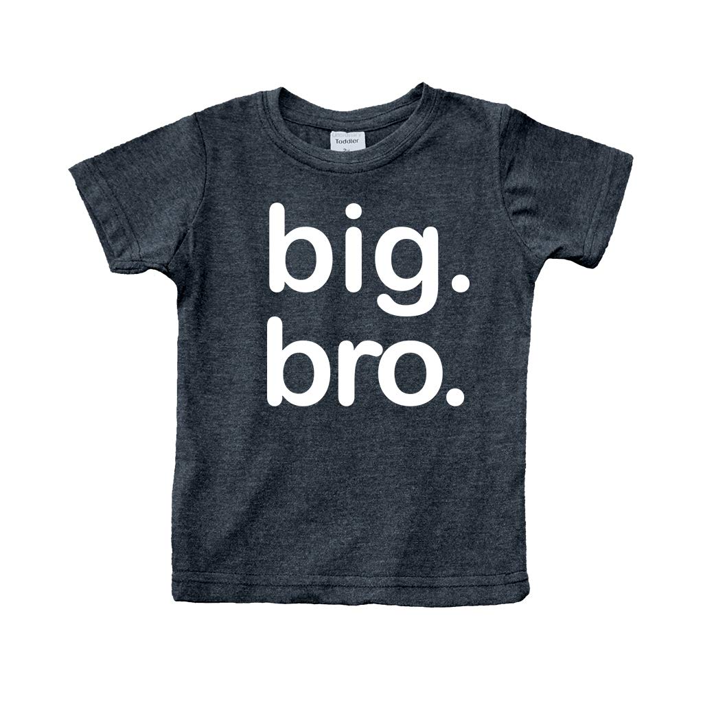 Big Bro Shirt Boy Big Brother Announcement Shirt For Baby Boys Toddler Promoted To (Charcoal Black, 4 Years)