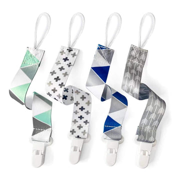 Pandaear Baby Pacifier Clips Solid Color, 4 Pack Universal Holder Leash For Boys And Girls, Teething Toys Teethers (Neutral)