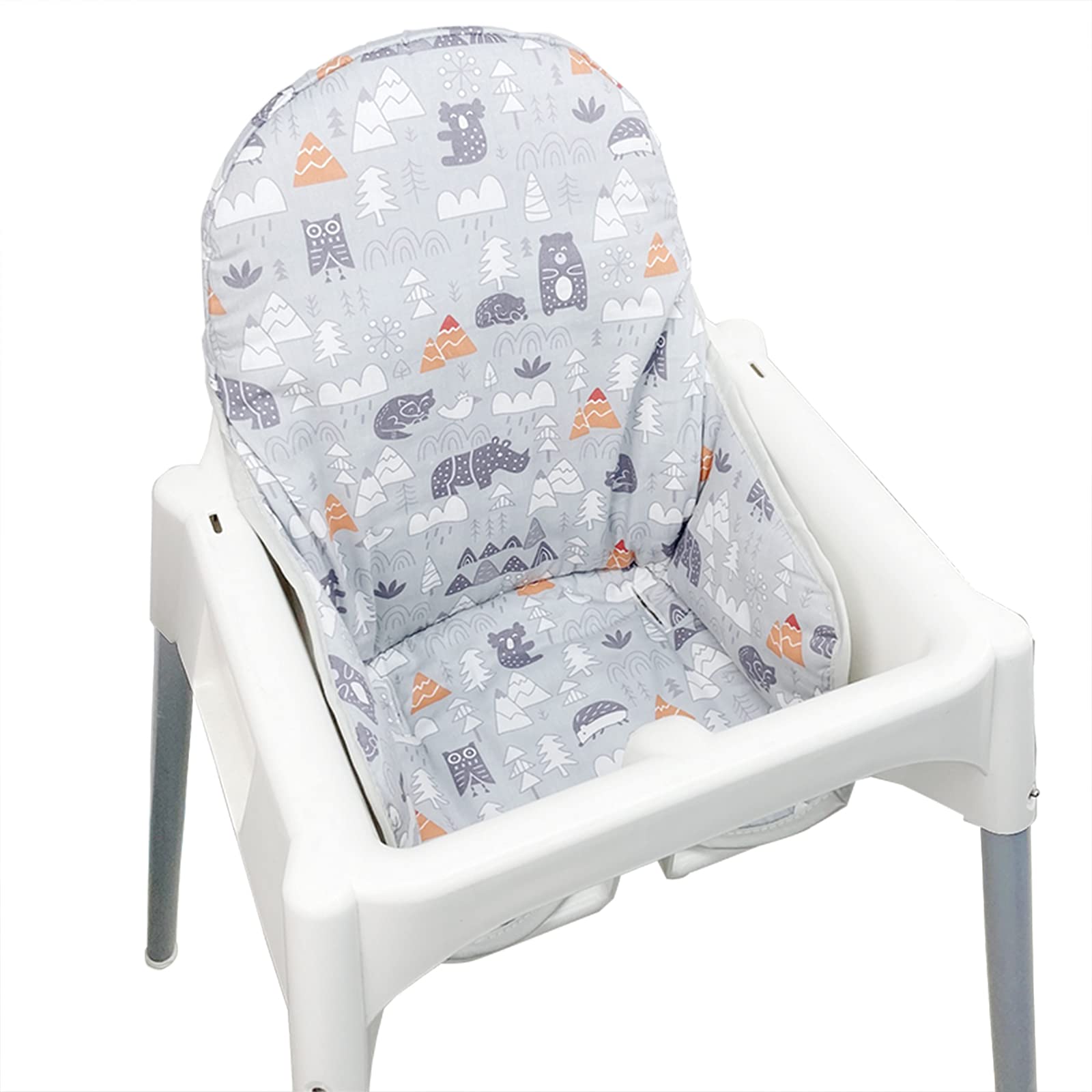 Zarpma Cotton Seat Covers For Ikea Antilop Highchair,Cotton Surface And Cotton Padded,Forest Pattern Foldable Baby Highchair Cov