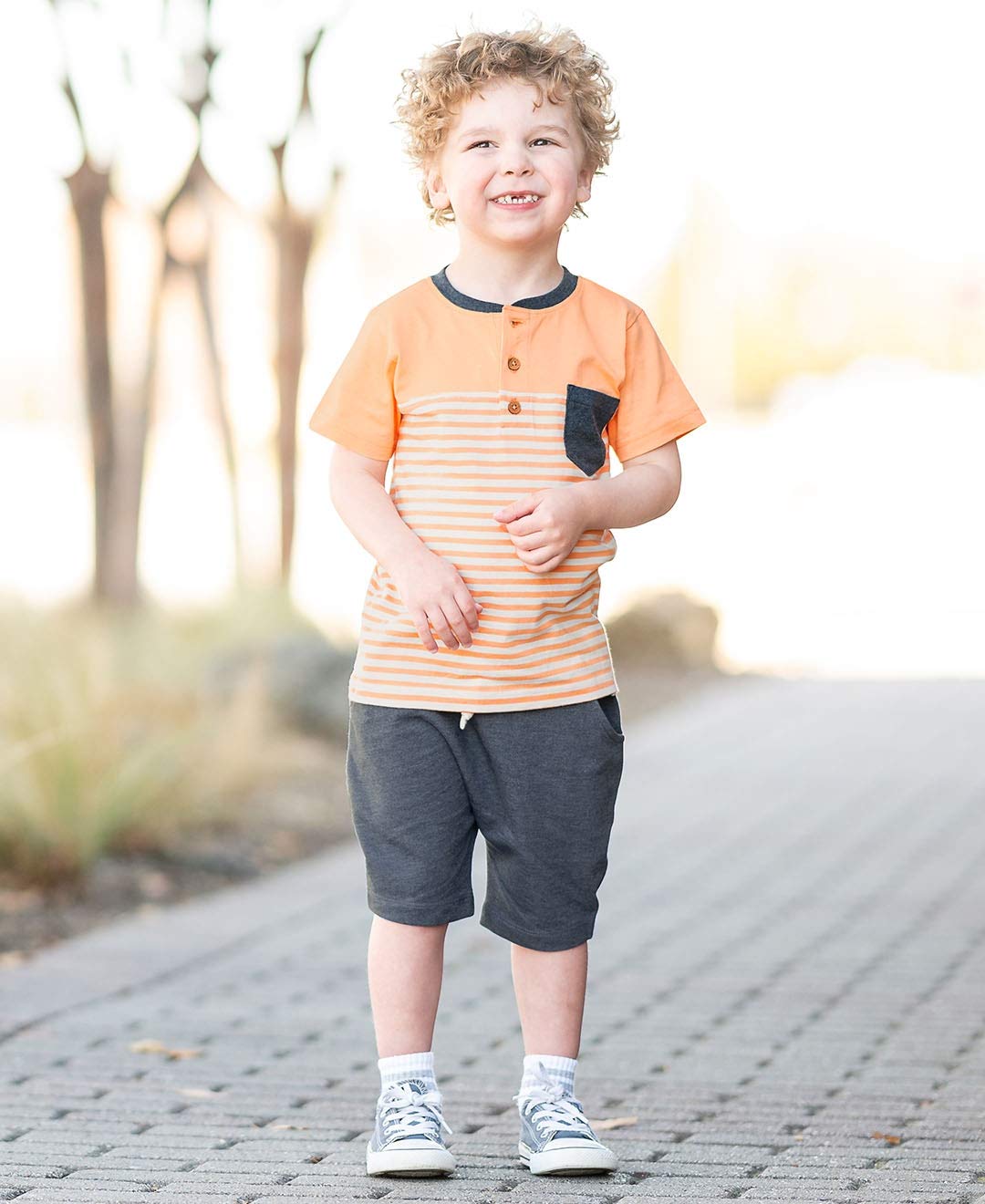 Ruggedbutts Baby/Toddler Boys Heather Navy Jogger Shorts - 12-18M