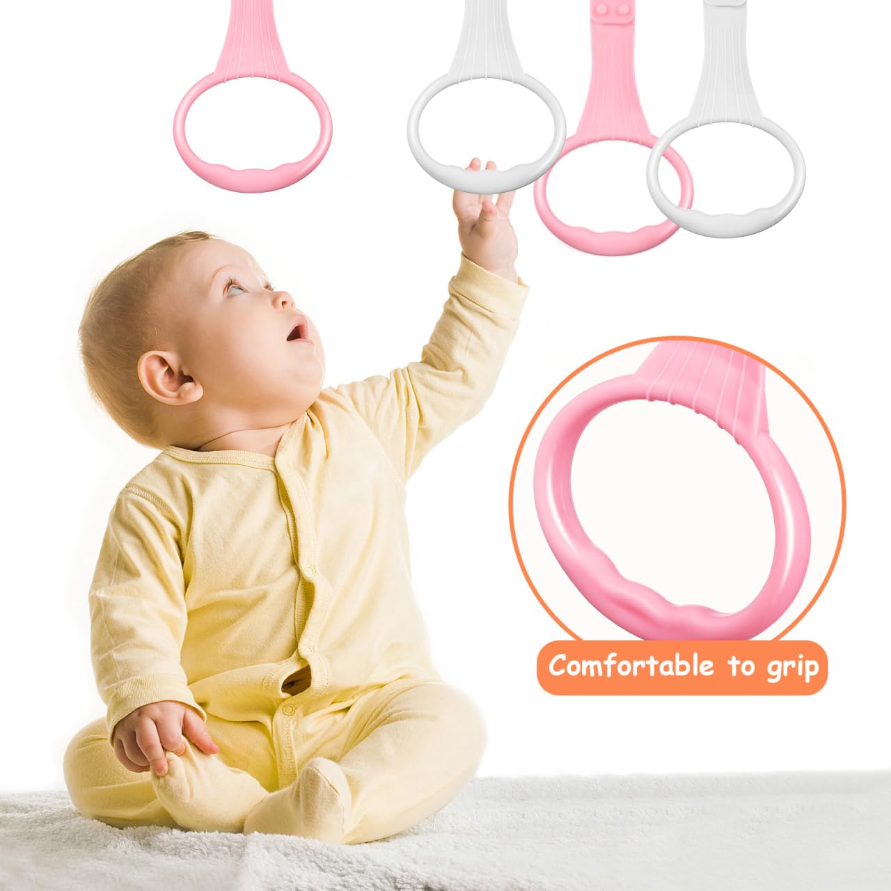 Jecompris Baby Pull Up Rings: Baby Bed Ring Baby Walking Trainer Rings Crib Tool Ring Baby Bed Stand Up Rings For Infant Baby To