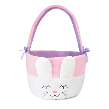 Plushible Bunny Easter Basket With Handle - Ideal For Baby'S 1St Easter, Toddlers, Boys, And Girls Of All Ages, Perfect For Gift
