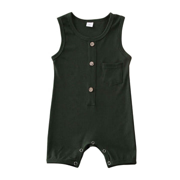 Baby Girl Boy Romper Bodysuit Solid Plain One Piece Jumpsuits Sleeveless One Piece Baby Clothes Outfits Summer (Dark Green, 6-12