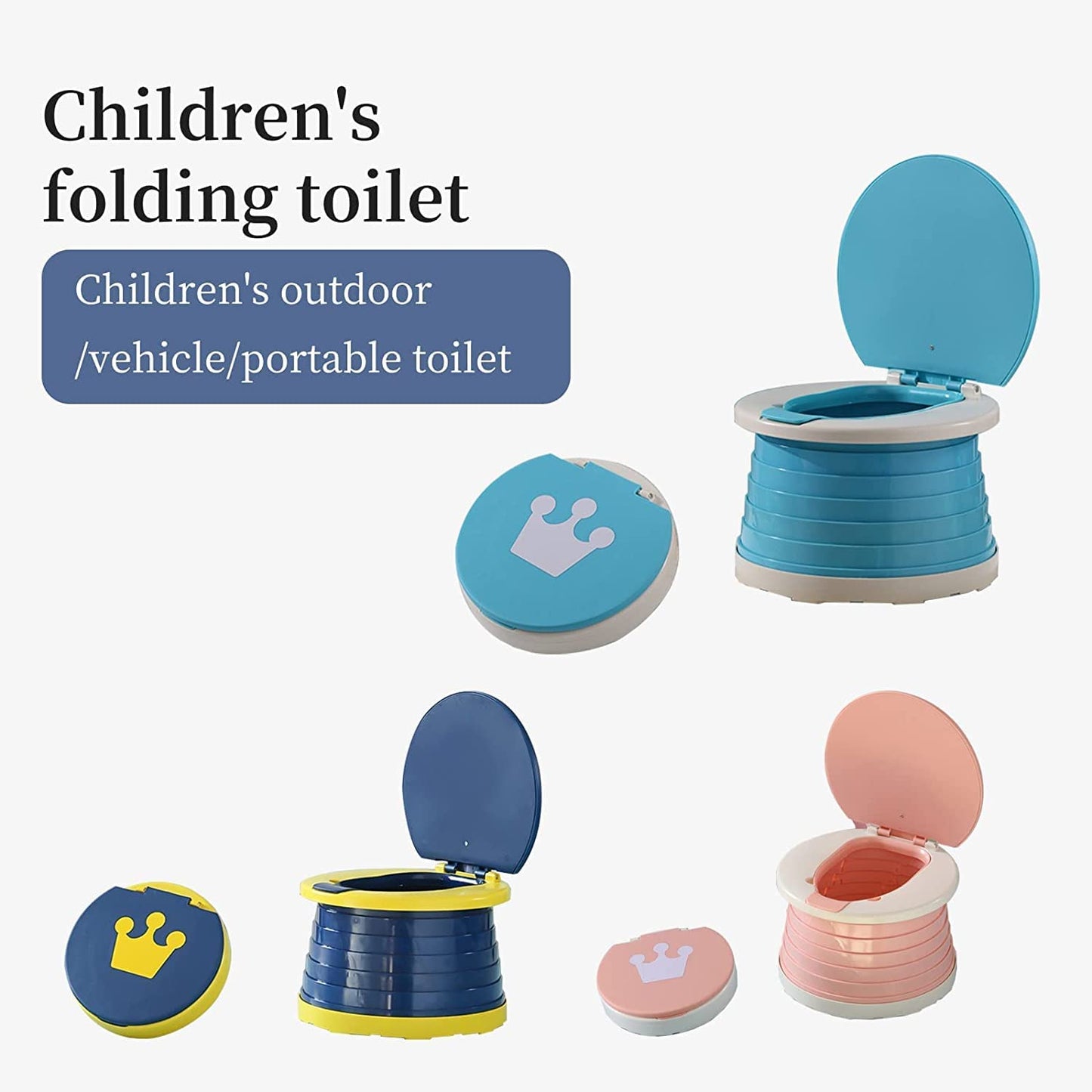 portable, foldable potty seat for toddler, Training Toilet Seat Emergency Toilet for Car, Camping, Outdoor, indoor (light blue,