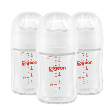 Pigeon Glass Baby Bottles Wide Neck, 5.4 Oz, Pack of 3
