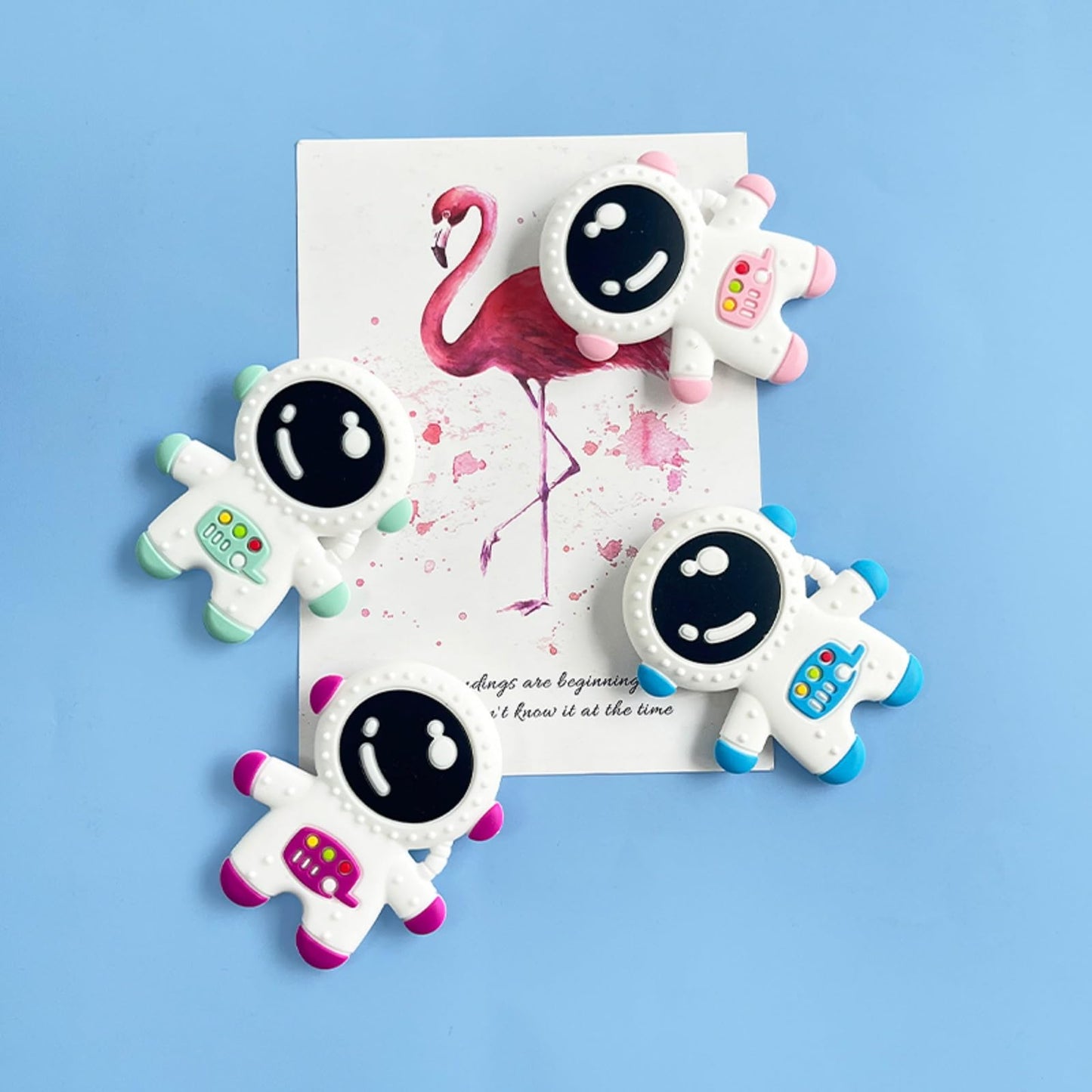 Cuxnoo Baby Teething Spaceman Toy for 3+ Months Infants Sucking, Food Grade Silicon Astronaut Styling Teether, BPA Free (Purple)
