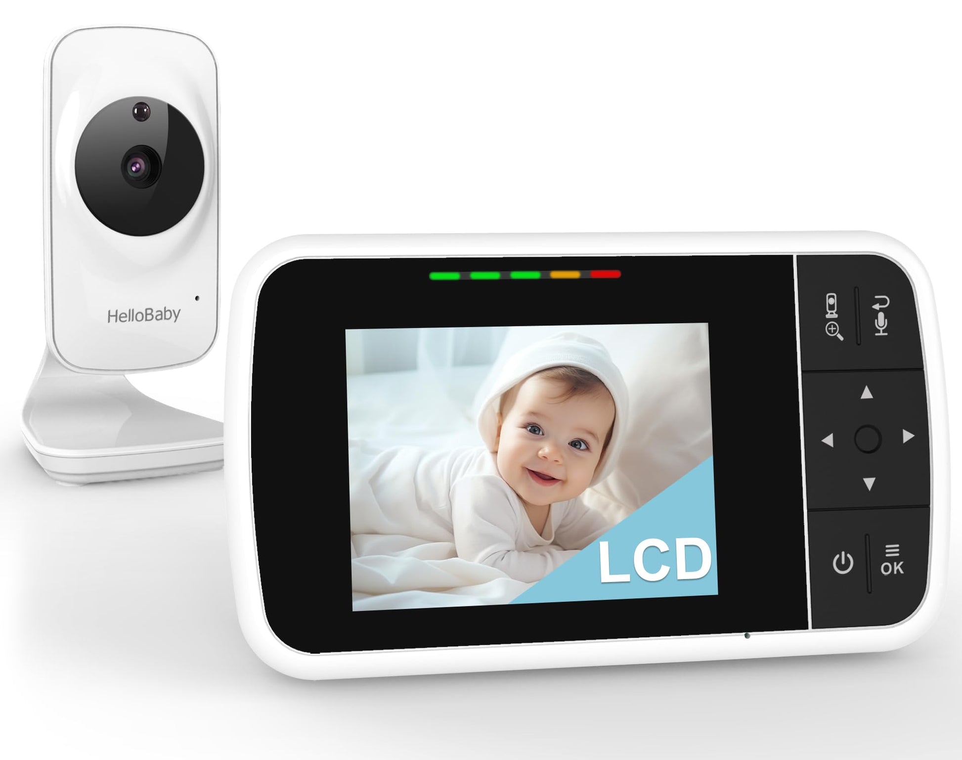 Hellobaby Baby Monitor With Camera And Audio, 3.5'' Video Baby Monitor With 3000Mah High-Capacity Battery, Baby Monitor No Wifi,