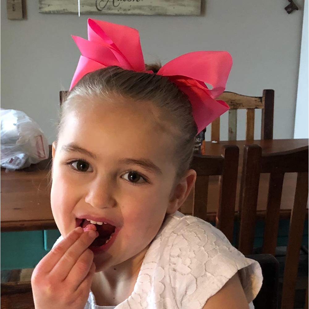 Oaoleer Big Hair Bows For Girls 12 Pcs 6' Hot Pink Grosgrain Ribbon Large Boutique Bow Alligator Clips Hair Accessories For Tod