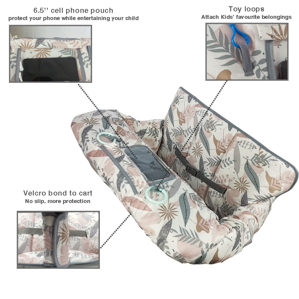 Shopping Cart Cover For Baby, 2 In 1 High Chair Cover For Restaurant Seat & Grocery Cart Cover For Babies, Thick Padded With Cle