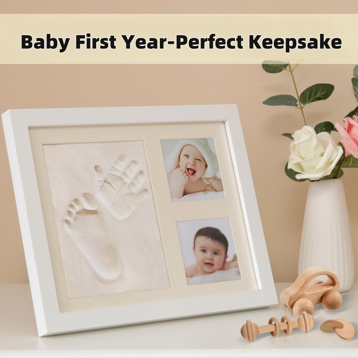 Pewingo Baby Footprint Kit,Baby Clay Hand And Footprint Kit,Newborn Baby Handprint Kit,Baby Keepsake Frames For First Mothers Da