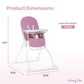 Dream On Me Snack and Stow Baby High Chair in Mauve - Easy to Fold and Store, Portable Travel Chair With Removable and Three Pos