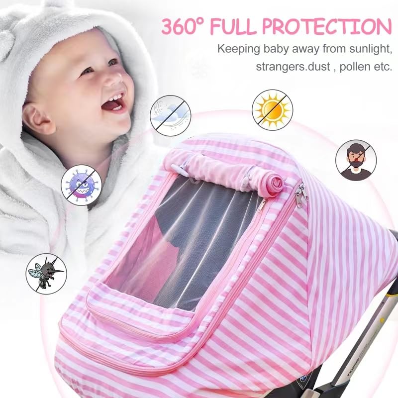 Car Seat Covers For Babies,Baby Car Seat Cover For Boys Girls, Windproof Infant Carseat Cover,Kick-Proof Car Seat Canopy With Br