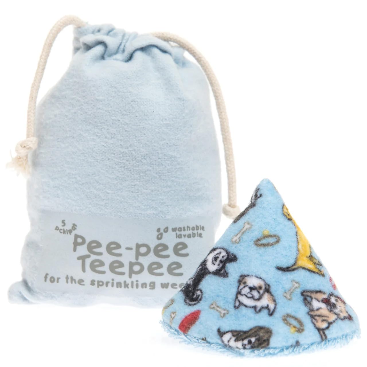 Beba Bean Pee-Pee Teepee - Diaper Changing Accessory For Boys, Reusable Pee Pee Cap, Diggity Dog, Pack Of 5