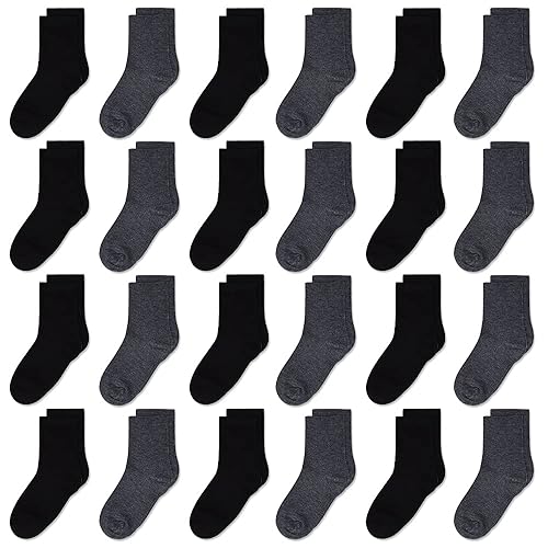 Gentaby Kids Socks,Crew Socks Newborn/Toddler For Children Boys Girls Cozy Athletic Socks, 24Pairs,7T-10T