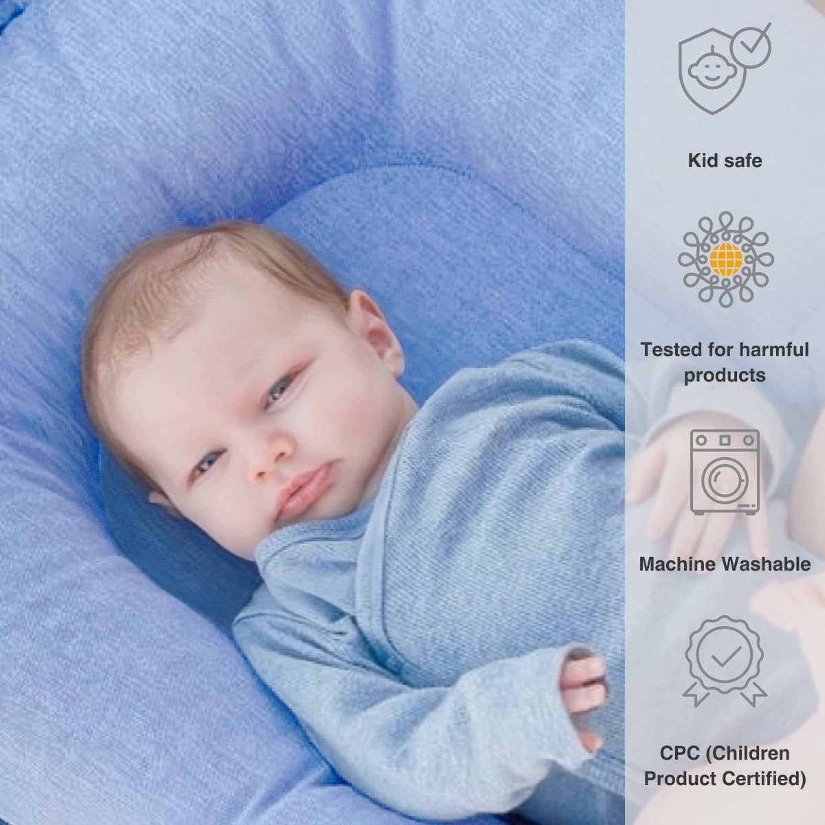Infant Lounger Cover, 100% Organic Cotton, Newborn Essentials, Baby Gifts | Cover Only (Baby Blue)