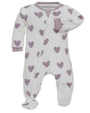 Zippyjamz - Zipper Organic Sleeper Footed Baby Pajamas With Inseam Zipper (Stole My Heart, 0-3 Months)