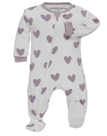 Zippyjamz - Zipper Organic Sleeper Footed Baby Pajamas With Inseam Zipper (Stole My Heart, 12-18 Months)
