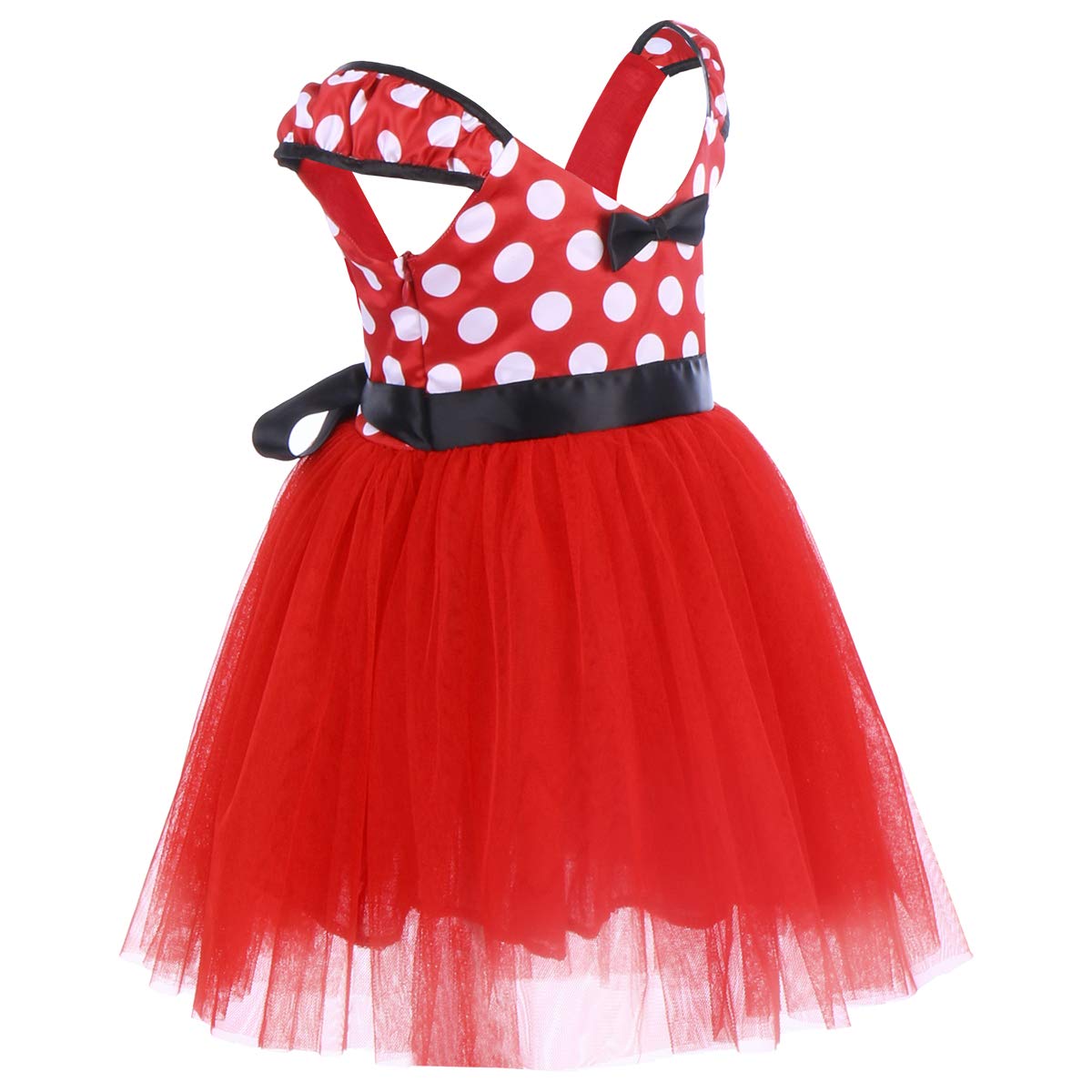 Ibtom Castle Toddler Little Girl Tutu Skirt Bows Ear Headband Polka Dot First Birthday Halloween Costume Princess Outfits X# Red