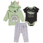 Star Wars The Child Infant Baby Boys Fleece Hoodie Short Sleeve Bodysuit And Pants 3 Piece Baby Outfit Set Grey/Green 24 Months