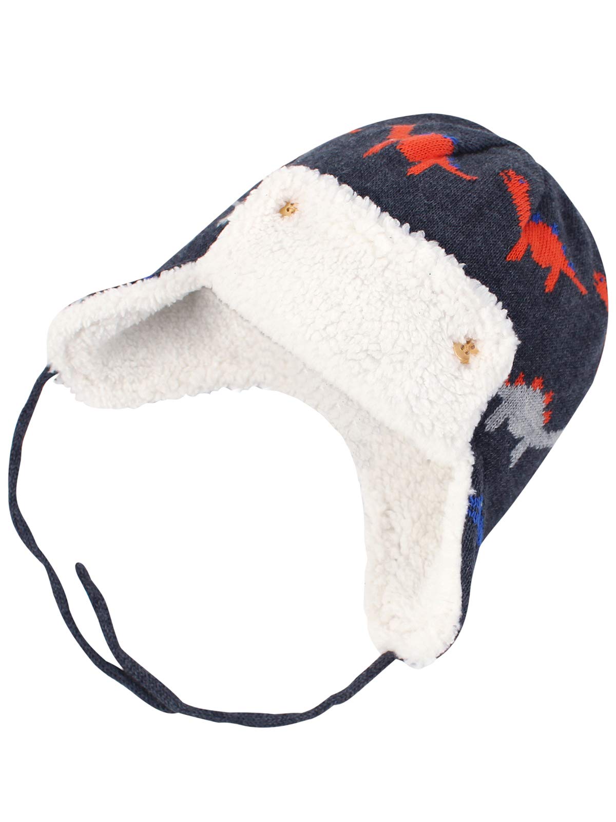 Century Star Baby Winter Fleece Lined Hat Knit Earflap Kids Caps Infant Toddler Boys Girls Beanie Hats Cartoons Dinosaurs 2-4T