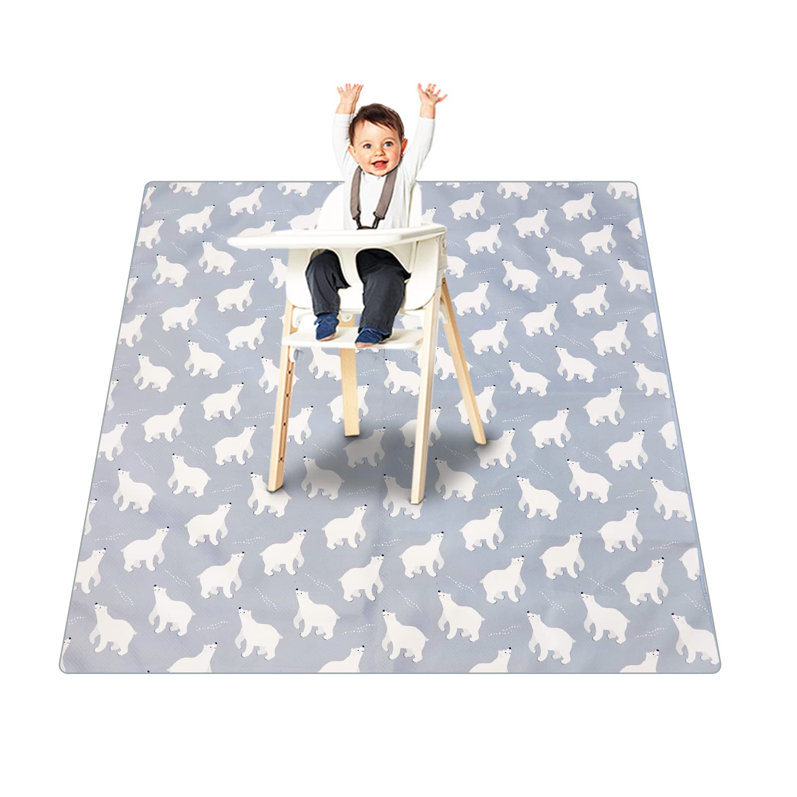 Splat Mat For Under High Chair/Arts/Crafts, Washable Baby Spill Mat Waterproof Anti-Slip Floor Splash Mat, Portable Play Mat And