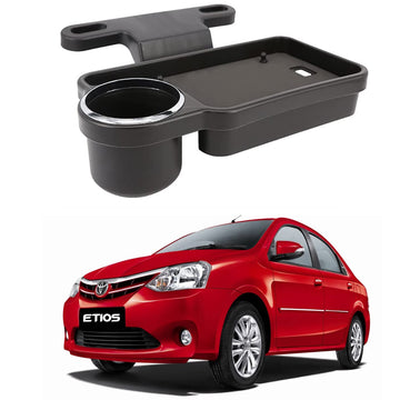 Oshotto (FT04) Foldable Car Auto Headrest Rear Back Seat Table Drink Food Cup Tray Holder Compatible with Toyota Etios  Black