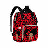 Artsadd Custom Diaper Backpack For Girls, Red Bow Knot Nappy Backpack Daypack Personalized Name Mommy Nappy Baby Bags With Insul