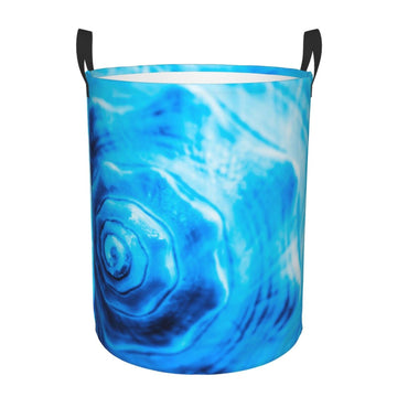Pevtufa Blue Shell Foldable Laundry Basket Organizer,Fabric Clothes Toy Storage Basket Nursery Hamper Storage Bin For Household 