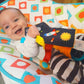 Baby Sensory, Security & Teething Closed Ribbon Tag Lovey Blanket with Minky Dot Fabric: 14X18 (Outer Space)